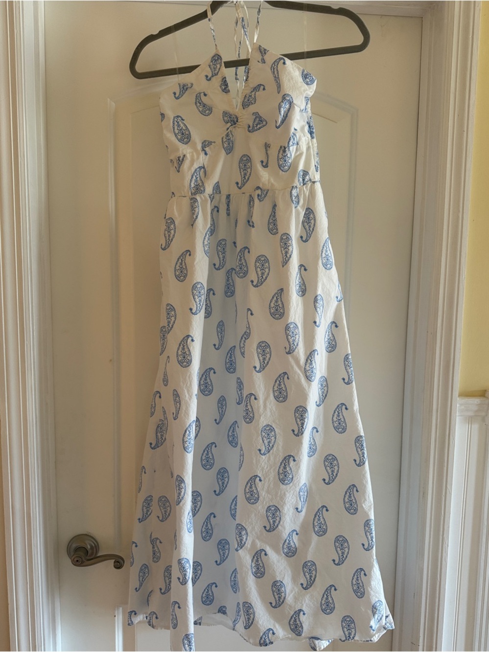 Target White Halter Dress with Blue Paisley Print